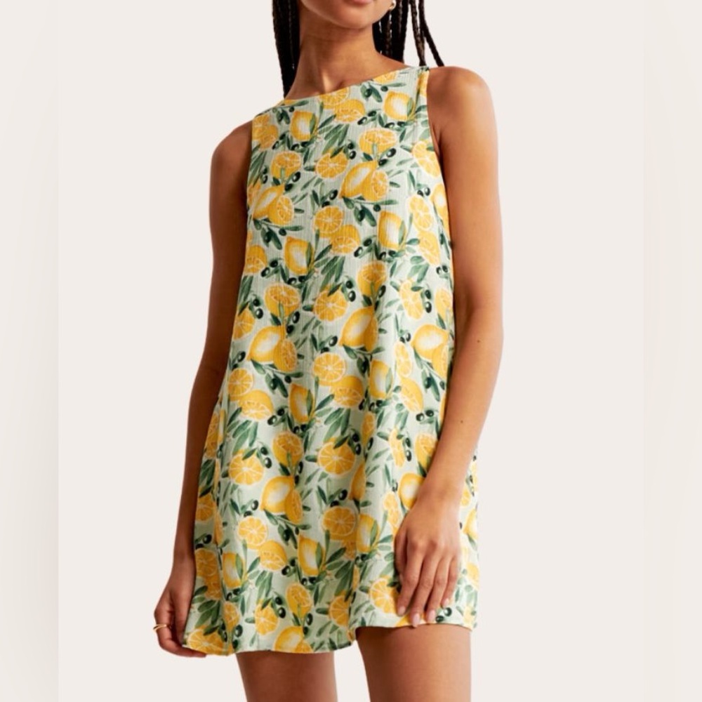 NWT Abercrombie Lemon Print Backless Sleeveless Dress